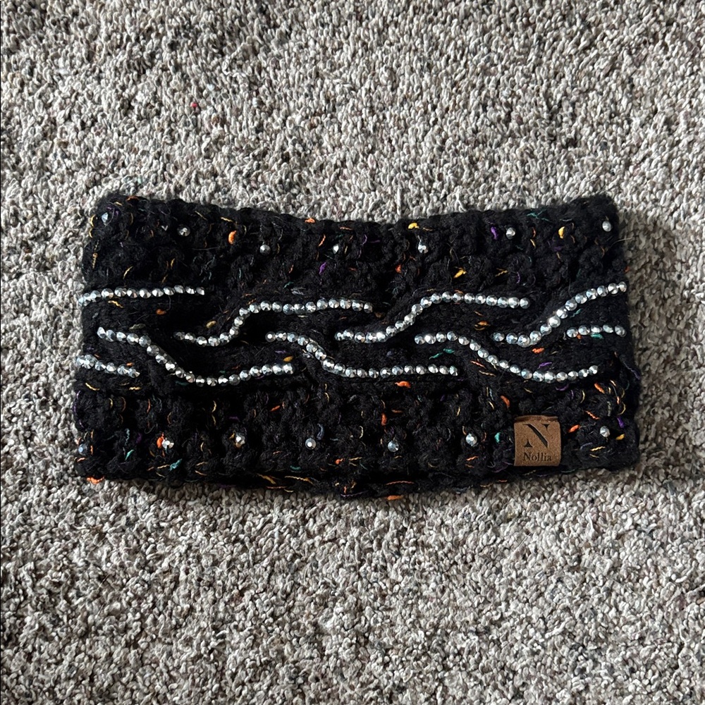 Noelle Multicolor Knit Ear Warmers with Rhinestone Waves